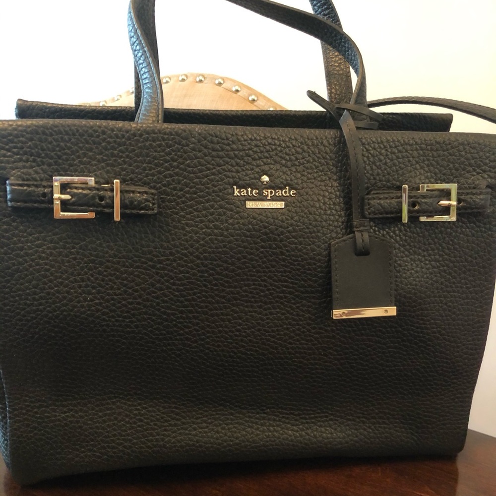 kate spade black pebbled leather bag